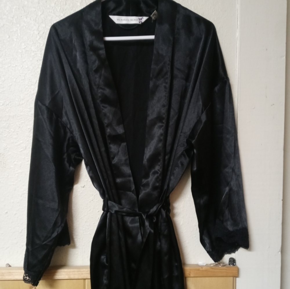 Victoria's secret black satin robe